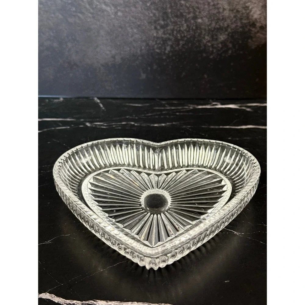 Crystal Legends Heart Shaped 6.75in Trinket Dish Plate Tray